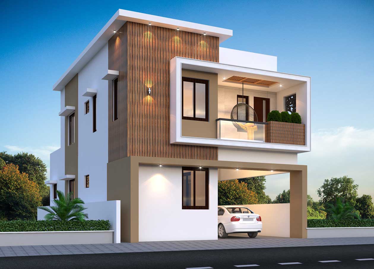 East Facing Villa - Side View